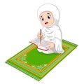 Muslim girl reading holy Quran