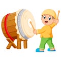 A boy playing bedug cartoon Royalty Free Stock Photo