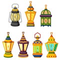 collection of Ramadan candle Lantern in low light mode
