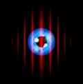 Blue eyeball behind a laser Royalty Free Stock Photo