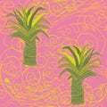 Boho trees on pink background