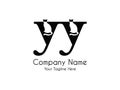 Abstract,Unique and minimal alphabet letter yy with a hidden cat Royalty Free Stock Photo