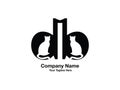 Abstract,Unique and minimal alphabet letter db with a hidden cat Royalty Free Stock Photo