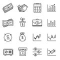 Investment icon set and financial money.