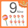 Illustrator of nine number lollipop Royalty Free Stock Photo