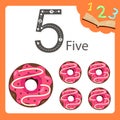 Illustrator of five number donut Royalty Free Stock Photo