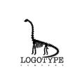 Vector logotype dinosaur skeleton diplodocus isolated on white background. Royalty Free Stock Photo