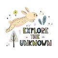 Explore the Unknown  hand drawn lettering print Royalty Free Stock Photo