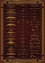 Nice set calligraphic decor elements gold color