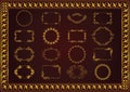 Set vintage frames dividers gold color Royalty Free Stock Photo