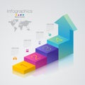 Stair infographics design vector and business icons with 4 options.