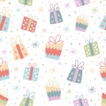 PrintColorful seamless pattern with gifts