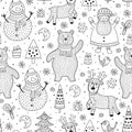 Christmas seamless pattern for coloring page Royalty Free Stock Photo