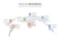 World map infographic template, symbol icon with color pointers Royalty Free Stock Photo