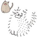 Numbers game for children. Connect the dots and draw a funny cat, saying Meow