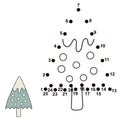 Connect the dots and draw a Christmas tree. Numbers game for children Royalty Free Stock Photo