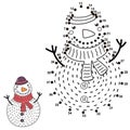 Connect the dots and draw a funny Snowman