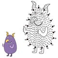 Connect the dots and draw a cute monster. Numbers game for children