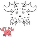 Connect the dots and draw a cute crab. Numbers game for children