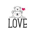 Cute Polar Bears cartoon with love.