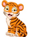 Cartoon smiling baby tiger sitting Royalty Free Stock Photo