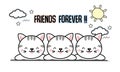 Best friend forever cats cartoon. Royalty Free Stock Photo