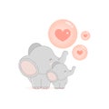 Little elephant blowing LOVE bubbles.