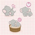 Lovely Mom and baby elephant with love .Vector illustration Royalty Free Stock Photo