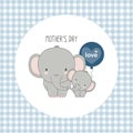 Happy mother`s day. Mother elephant with child. Royalty Free Stock Photo