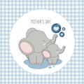 Happy mother`s day. Mother elephant with child. Royalty Free Stock Photo