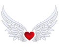 Red heart with angel wings Royalty Free Stock Photo