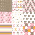 Set of baby girl patterns. Seamless pattern vector. Graphic design elements Royalty Free Stock Photo