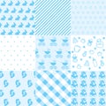 Set of baby boy patterns. Seamless blue pattern vector. Graphic design elements Royalty Free Stock Photo