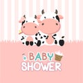 Baby Shower greeting card with little cow.vector illustration Royalty Free Stock Photo