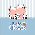 Baby Shower greeting card with little cow.vector illustration Royalty Free Stock Photo