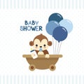 Baby Shower greeting card with little Monkey. Royalty Free Stock Photo