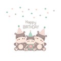 Happy birthday card with cute hippopotamus cartoon.