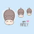 Happy family. Hippopotamus and baby swimming in the river. Royalty Free Stock Photo