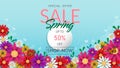 Spring time flowers sale banner and background.