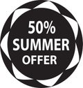 50% summer offer web button classic button white background