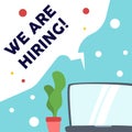 We are hiring vacancy open recruitment. Job vacancy banner. Open recruitment illustration Royalty Free Stock Photo