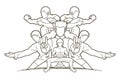 Group of people pose kung fu fighting action Royalty Free Stock Photo