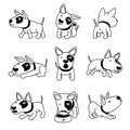 Cartoon character bull terrier dog poses