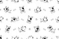 Cartoon character bull terrier dog seamless pattern