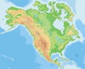 High detailed North America physical map. Royalty Free Stock Photo