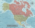 Detailed North America Political map in Mercator projection. Clearly labeled. Royalty Free Stock Photo