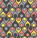 Seamless teardrop mid century modern pattern in grey and red