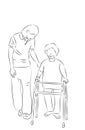 Nurse caring for elderly on walking