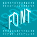 3D isometric alphabet font. 3d effect thin letters and numbers.