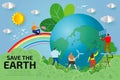 Small people prepare for the day of the Earth, save the planet, save the world, Earth day,ecology concept vector illustration